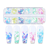 JMEOWIO Nail Glitter 12 Grids Havfrue Negle Art Decoration Accessories Negle Design