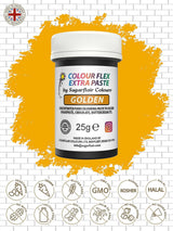 Madfarvepasta Sugarflair Colourflex Extra Paste Golden - Spiselig madfarve til smørcreme, chokolade, sukkerpasta, glasur, fondant, kageblandinger, dej og mere - 25g