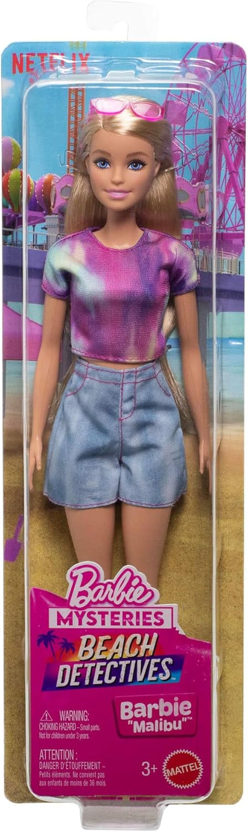 Barbie Mysteries: Malibu Beach Detectives dukke med signaturoutfit og tilbehør, inklusive solbriller, JFV63