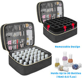 Nail Lacquer Organizer Tasche, Doppelschicht Nail Lacquer Opbevaringsboks, Organizer Koffer Für Nageldesign Kosmetiktasche Für 30 Flaschen Neonail Base(15Ml-0.5 Fl.Oz) & 1 Neglelampe(Schwarz)
