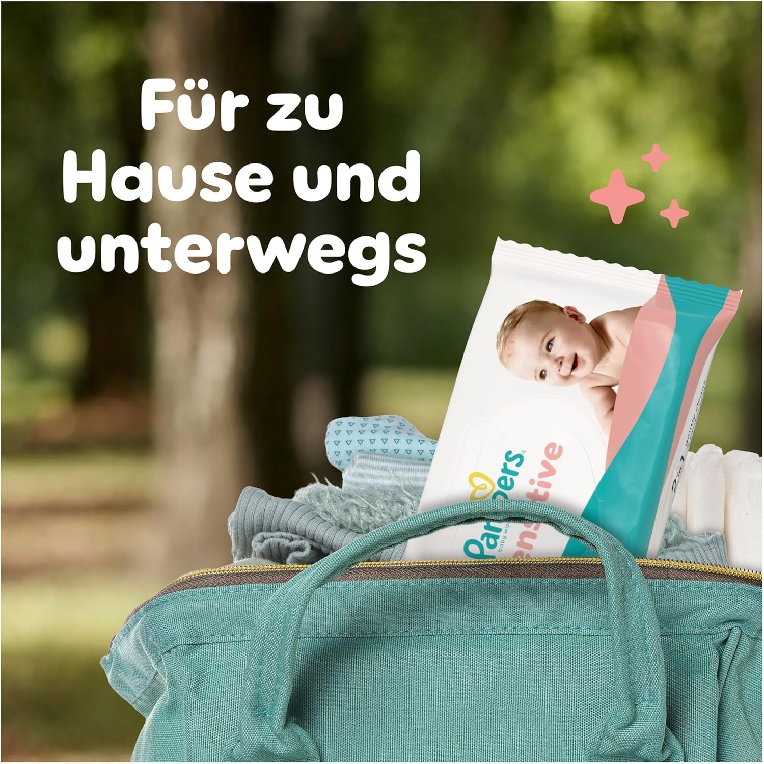 Pampers Sensitive babyservietter, 15 pakke med 80 servietter, 1200 babyservietter, 2-i-1 skånsom rensning og hudbeskyttelse