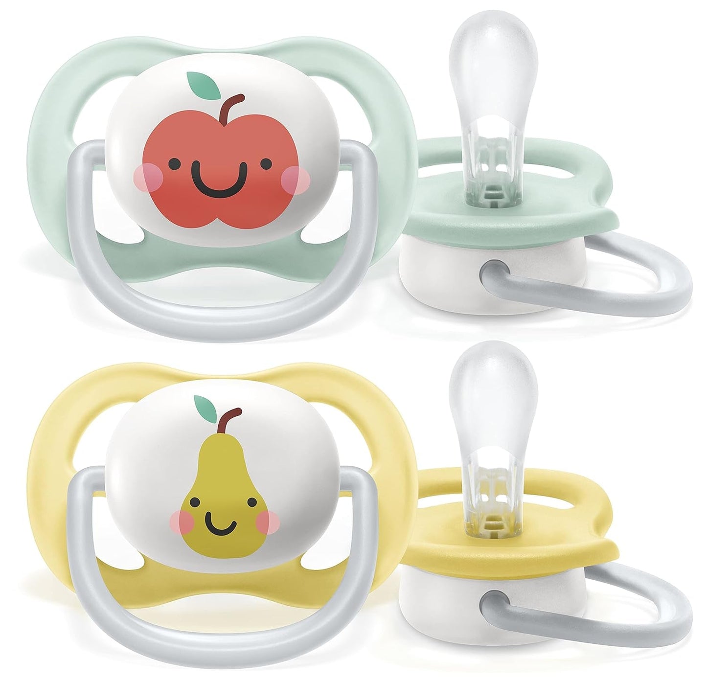 Philips AVENT ultra luft sut - 2-pak, BPA-fri, åndbar, til babyer 0-6 måneder, inklusive bæretaske og sterilisering, æble/pære (model SCF080/17)