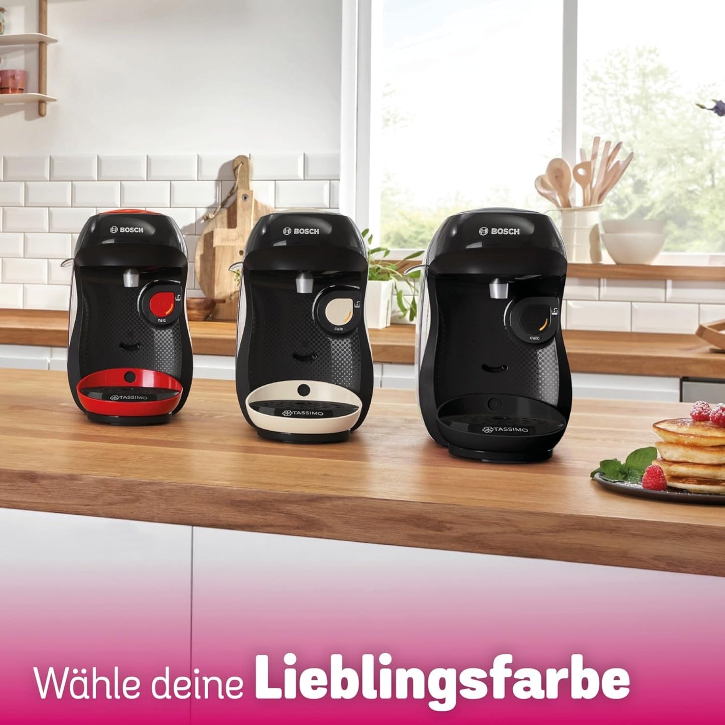 Bosch Tassimo Happy Friendly TAS102E Kapsel Espressomaskine, 70+ drikkevarer, Velegnet til alle kopper, Auto-Stop, Bæredygtig, Perfekt Dosering, Pladsbesparende, 1400W, Sort