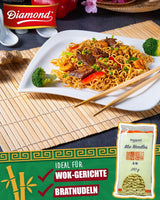 DIAMOND Mie Nudler, hvedenudler uden æg, hurtig og nem at tilberede, vegetarisk - 8 x 250 g