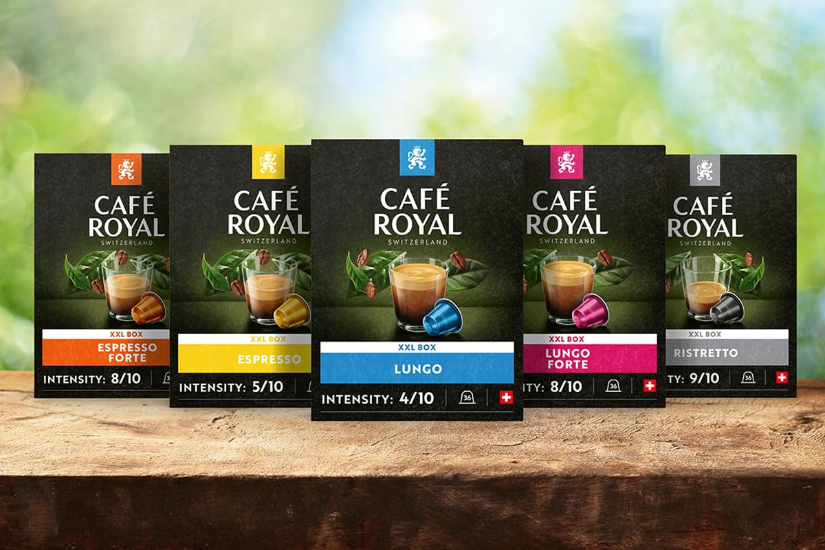 Café Royal Ristretto 36 Kapsel for Nespresso Kaffemaskine - 9/10 Intensitet - UTZ-certificeret Kaffeekapsel af Aluminium (Packung med 3)