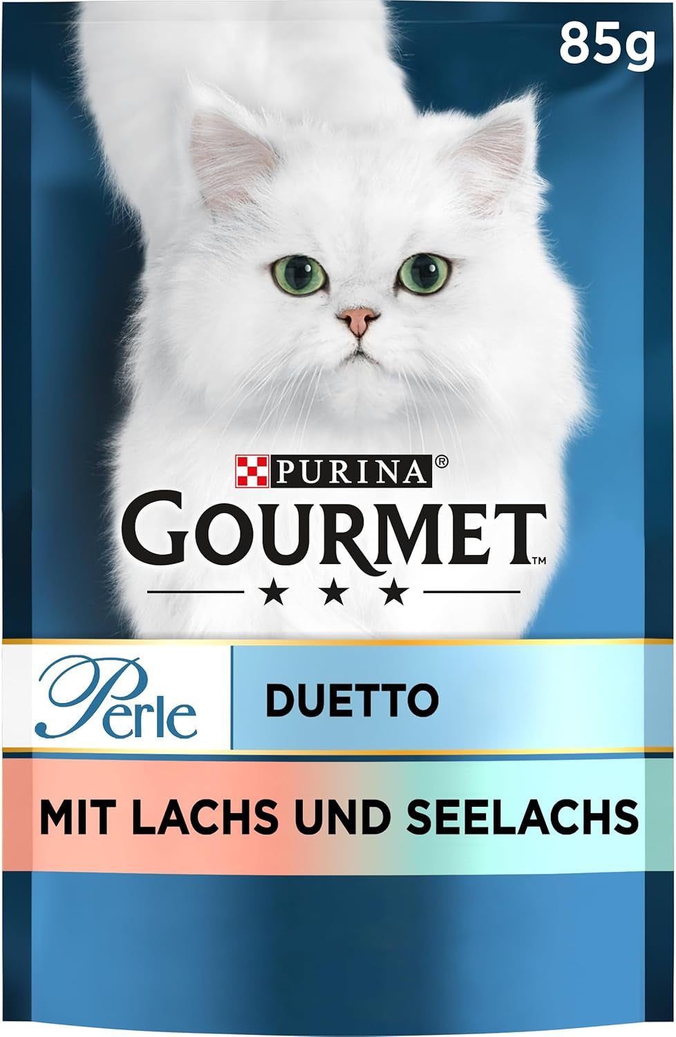 Gourmet Perle Duetto laks og gul torsk våd kattefoder 26 stk. (26 x 85 g)
