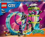 LEGO 60361 City Stuntz Ultimate Stunt Rider Challenge, 3I1-stunts for 1 eller 2 spillere, med 2-hjulede legetøjsmotorcykler til børn, sæt 2023 byggesæt Besuche den LEGO-Store