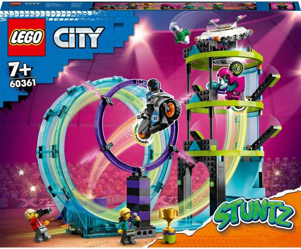 LEGO 60361 City Stuntz Ultimate Stunt Rider Challenge, 3I1-stunts for 1 eller 2 spillere, med 2-hjulede legetøjsmotorcykler til børn, sæt 2023 byggesæt Besuche den LEGO-Store