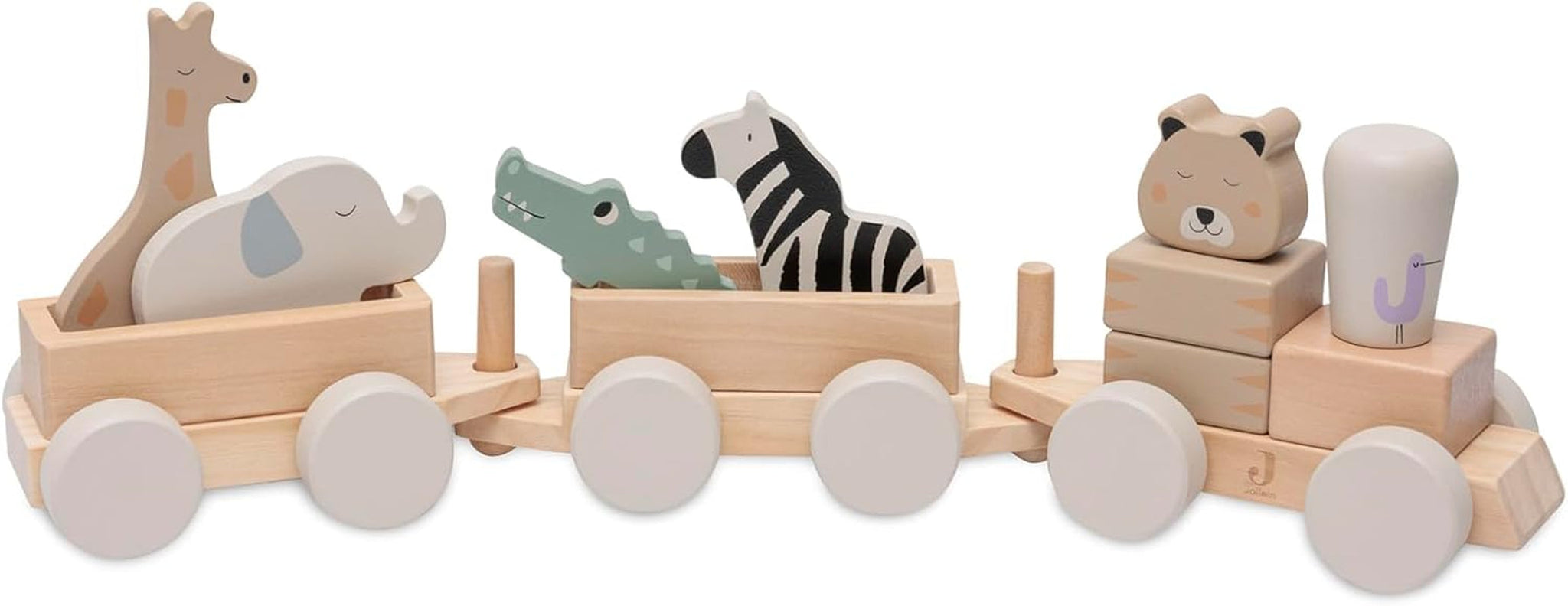 Jollein 112-001-67090 Trælegetøj på hjul, grønt Legetøj Bebe Naty Shop Jungle Jambo