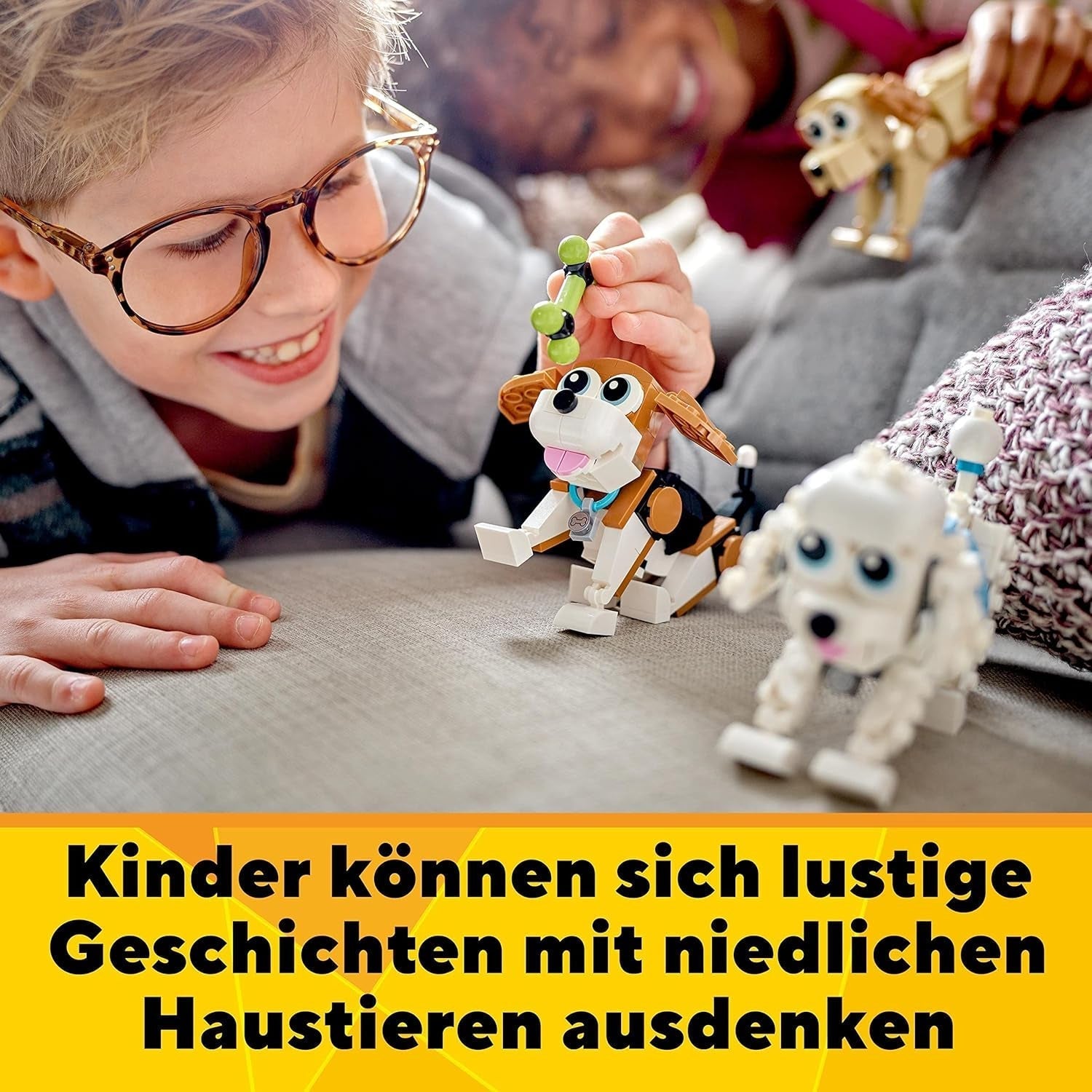 LEGO 31137 Creator 3-i-1 sødt hundesæt med dyrefigurer Gravhund, mops, puddel og mere, Legetøj til børn på 7+, gave til hundeelskere Byggesæt Besuche den LEGO-Store