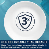 Winter Frost porcelænssæt til 4, 12 stykker, Premium Ultra-Durable Vitrelle™ glasstel, tåler opvaskemaskine, tåler mikroovn og mikroovn, festligt vinterdesign