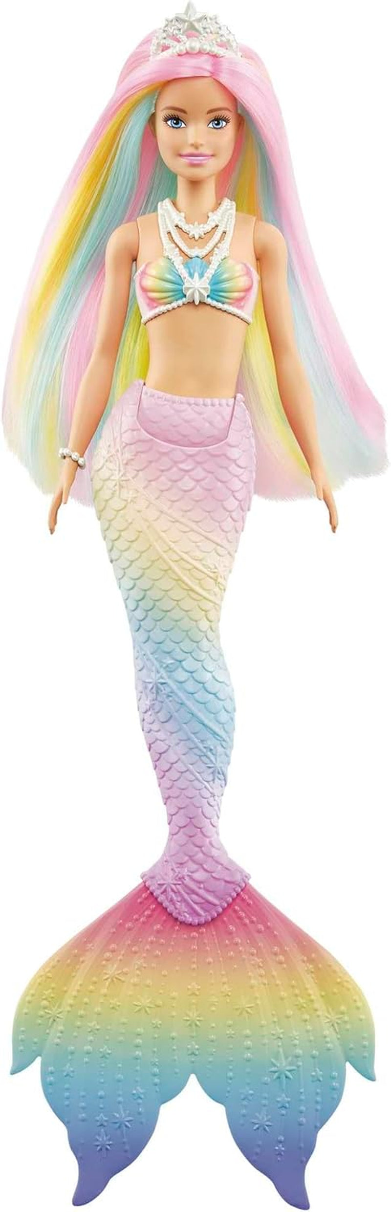 Barbie Dreamtopia Rainbow Magic Mermaid, Barbie Havfrue med regnbuehår, vandaktiveret farveskiftende dukke, 3 år gammelt legetøj, pigegave, GTF89 Naty Shop Dolls