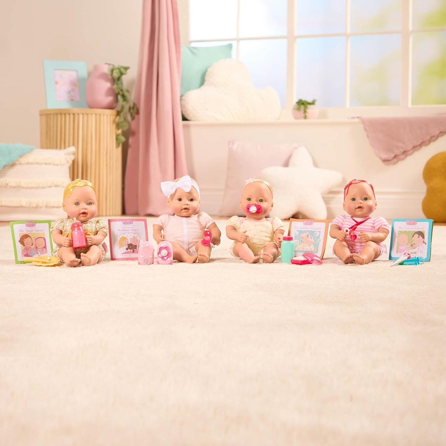 Baby Sweetheart Doll - Sengetid - 31 cm - Blød krop - Suttetilbehør - Foregive leg - Legetøj fra 3 år og opefter