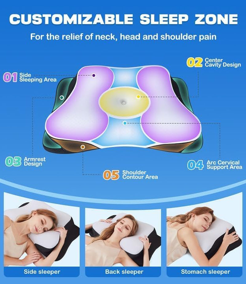 SUPA MODERN Memory Foam Pude Side Sleeper Kølepude 60X40 Ortopædisk Bagside Mave Nakke Smertelindring Nakkepude Ortopædiske Cervikal Puder Naty Shop
