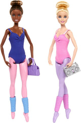 Barbie Ballettstudio Set med 2 Puppe og 9 tilbehør, blonde og brunette Ballerina-modepupper med aussietzem Outfit og til Tanzmotto passeret Teilen, HXC37, [Multicolor]