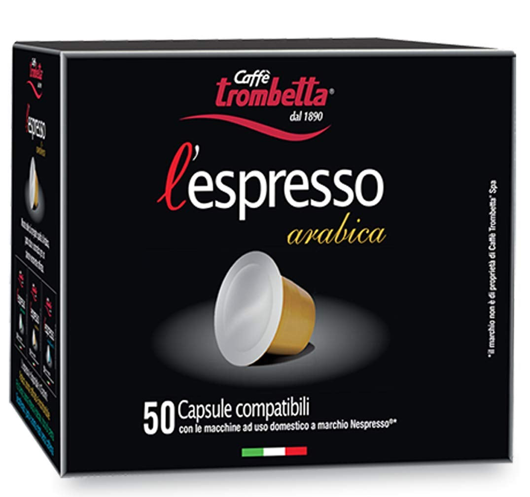 Caffè TROMBETTA L 'Espresso, Italien Kaffee Nespresso-kompatibel Kapseln. Aus 100% Arabica mit einem vollmundigen und körperreichen - 50 Kapseln, 50 Stück (1er Pack)