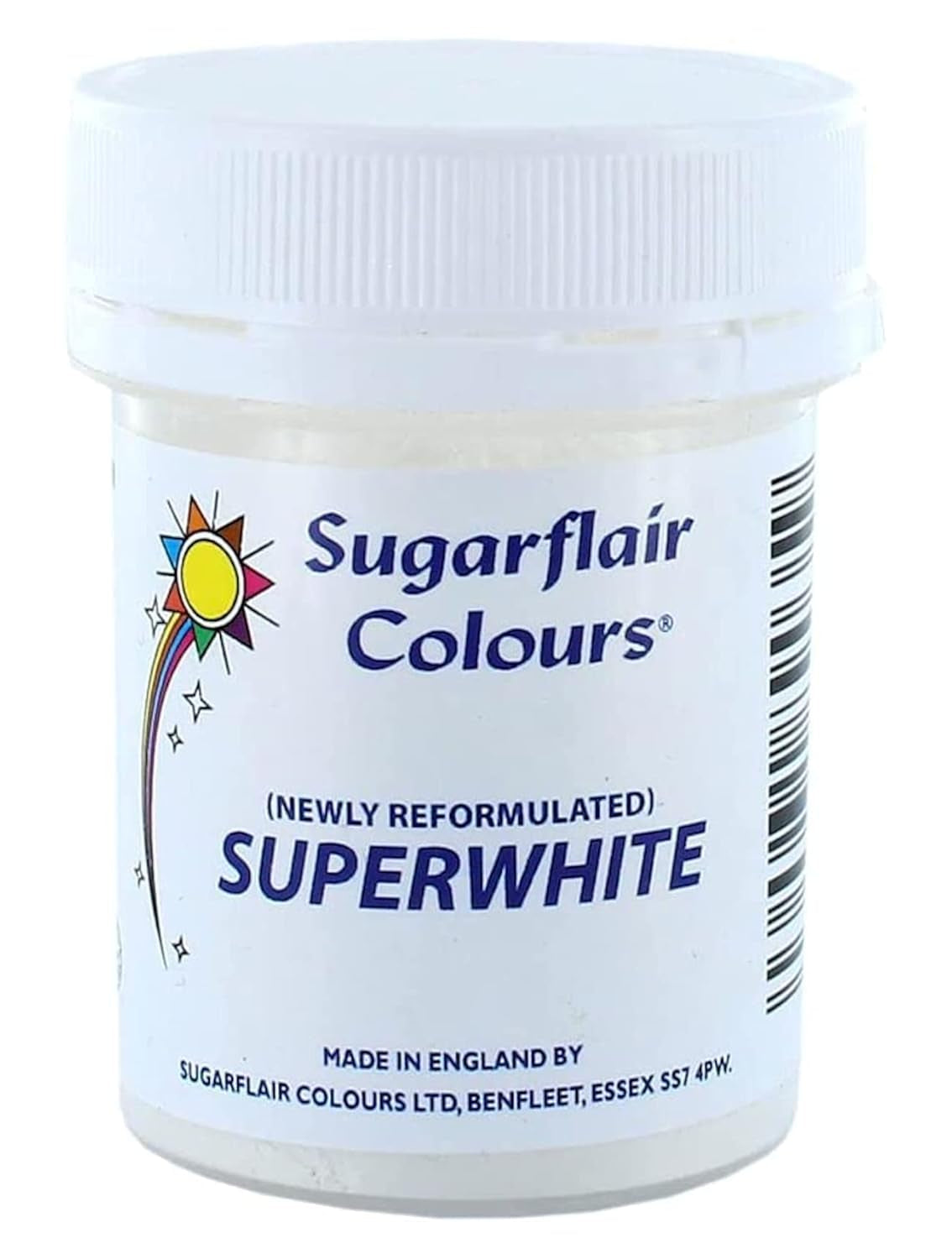 Sugarflair Superwhite Icing Bleach, Icing Bleach til Royal Icing, Ekstra hvid spiselig madfarve - 20g