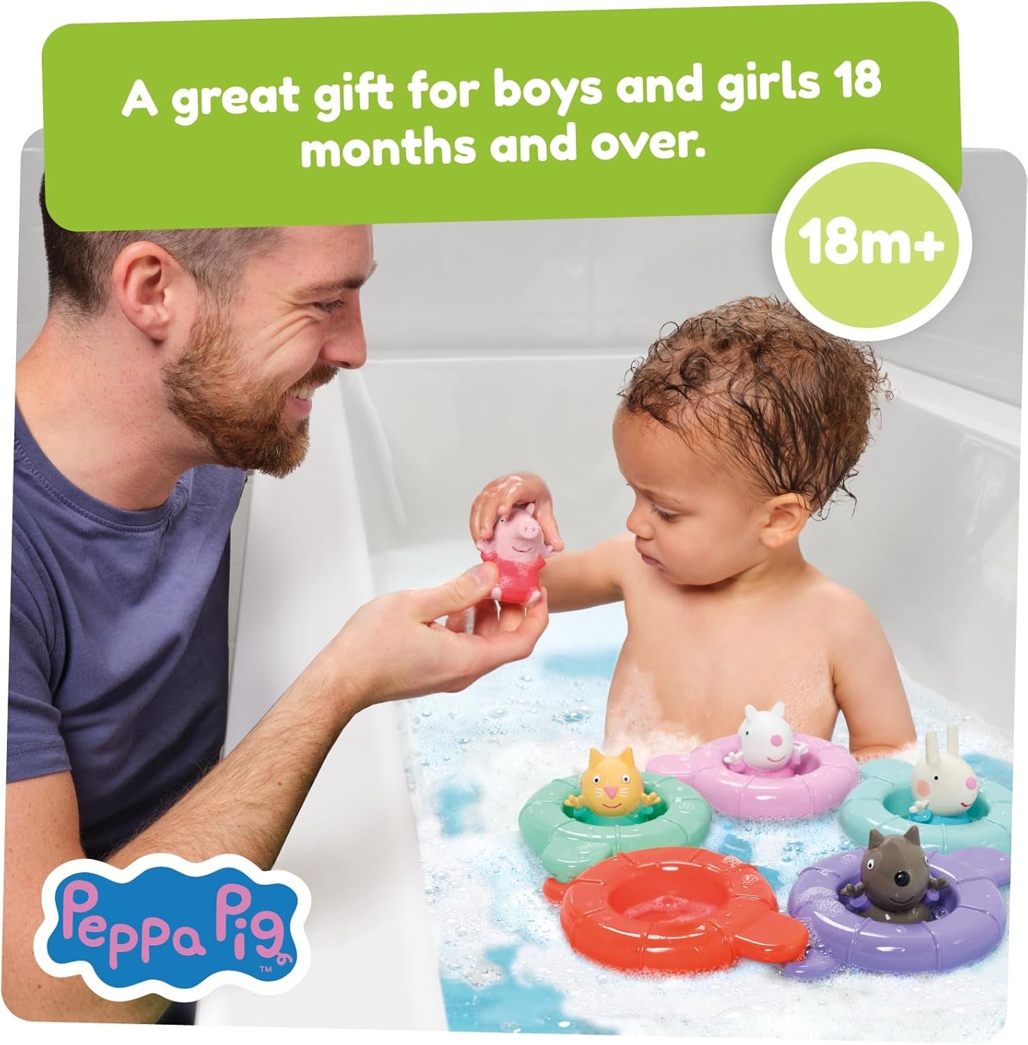 Tomy Toomies Peppa's Pool Party - 5 kopper med forbindelsesring med 5 legetøj til børn Peppa Pig & Friends Water Squirter - badelegetøj +18 måneder - Badelegetøj til børn og poollegetøj Bebe Toys Naty Shop