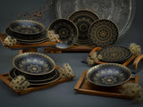 CreaTable, 23588, MANDALA GOLD Series - Sort, 12-delt porcelænssæt, tallerkensæt i porcelæn, Tåler opvaskemaskine og mikroovn, kvalitetsfremstilling