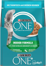 PURINA ONE indendørs formel våd kattefoder, møre bidder i hjemmelavet tunsauce, pakke med 26 (26 x 85 g)