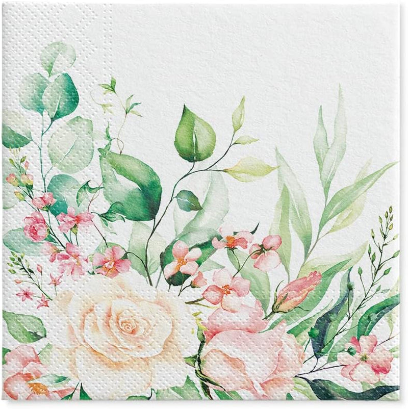PAW - 3-lags servietter (33 X 33 cm) I 20 stykker I Perfekt til fødselsdage, fester, bryllupper, nadver og helligdage I Farvede papirservietter - blomster, roser I Farve: Blomsterøjeblikke (pakke med 2)