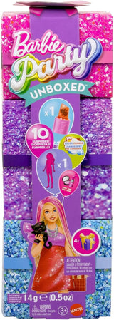Barbie Party dukke uden æske og tilbehør, Glam Party serie med 10 overraskelser, inklusive en knaldrød dukke med farveskiftende effekt, JFY68