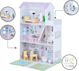 Teamson Kids Olivias Little World Giant dukkehus med 16 dukketilbehør, trædukkehus med møbler, 3-etagers, børnedukkehus til 12 tommer/30 cm dukker, alder 3 år+ Naty Shop dukkehuse