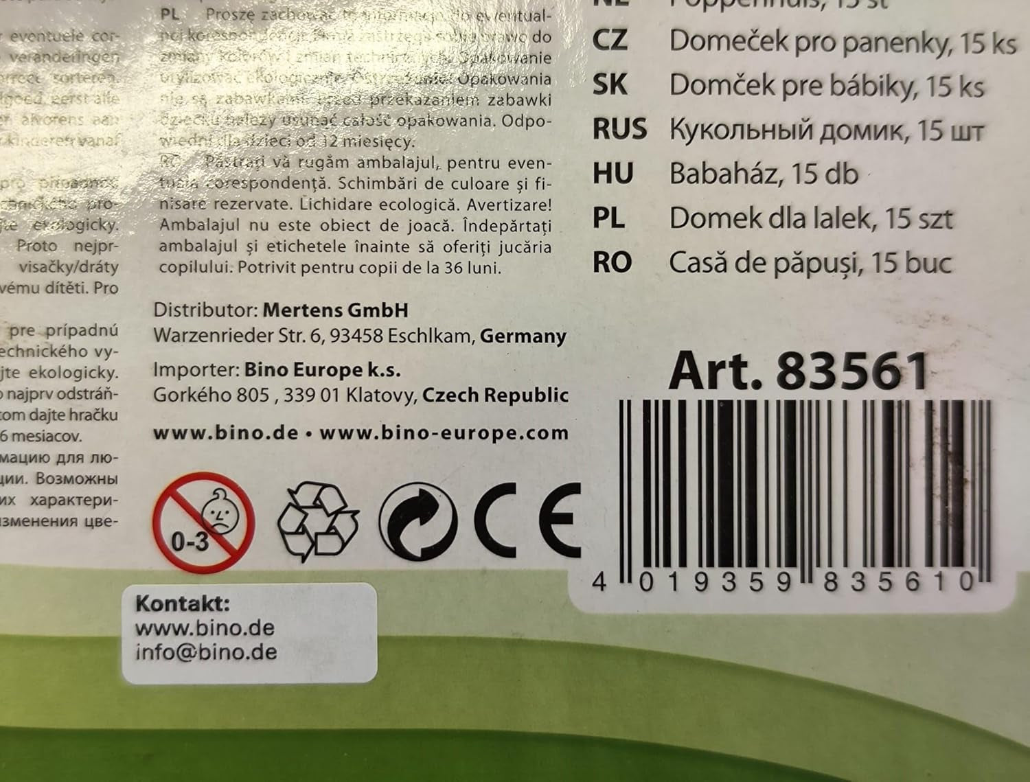 Bino World of Toys Dukkehus med altan, Legetøj til småbørn fra 3 år, med 3 etager, trapper, 4 værelser og altan inkl. 15-TLG. Tilbehør, For at fremme børns færdigheder, Pink design Naty Shop dukkehuse