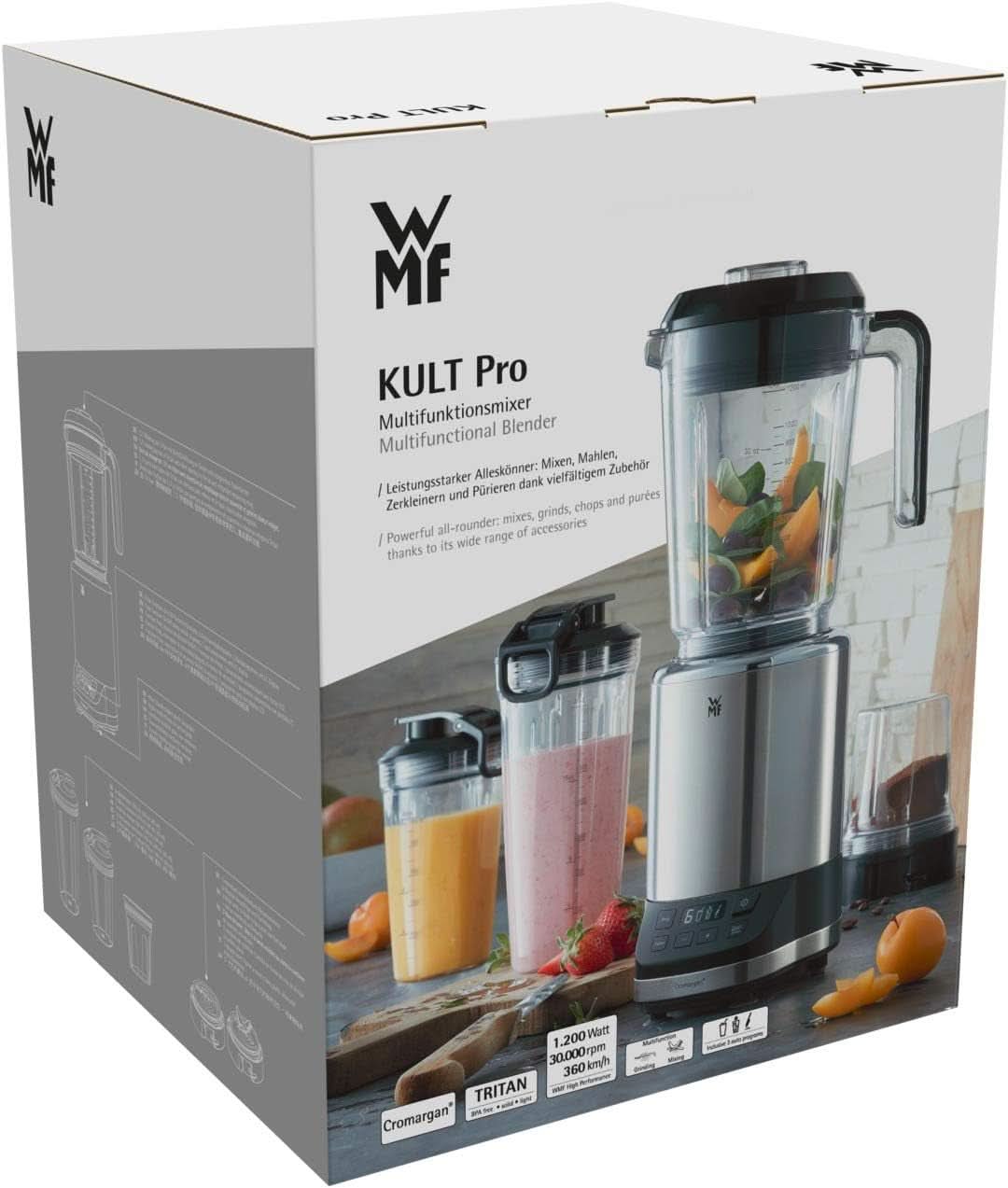 WMF Kult Pro Multifunktionsmixer Hochleistungsmixer, 30.000 U/Min, Smoothie Maker, Standmixer, Ice-Crush Funktion, 4 Mixbeholdere Inkl. Togo-Verschluss Kitchen Naty Shop