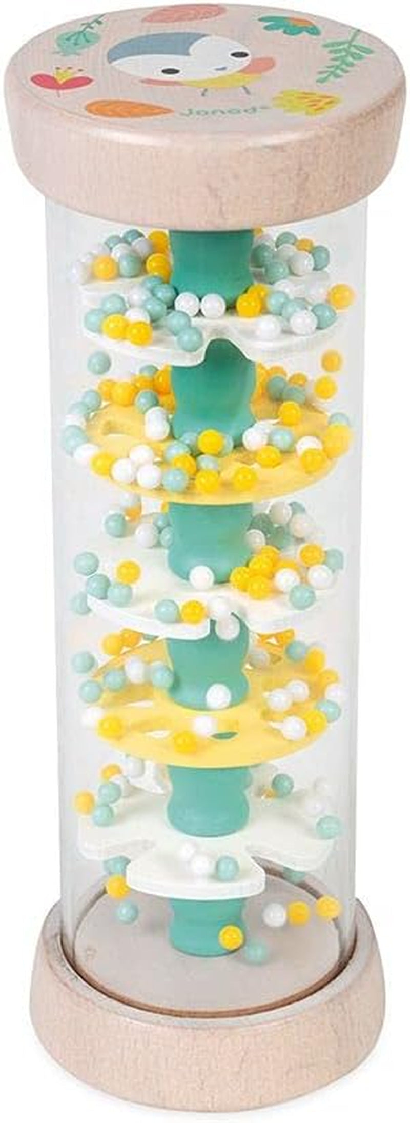 Janod - Wooden Rainmaker - Pure Collection - Legetøj til babyer og småbørn - Udvikling af finmotorik Visuel og akustisk stimulering - Vandbaseret farve - Fra 6 måneder, J05193 Baby Toys Naty Shop