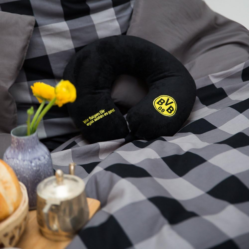 Nakkepude Borussia Dortmund Unisex Bvb Nakkepude, Sort/Gul, 34 X 31 5 cm EU Naty Shop Rejsepuder