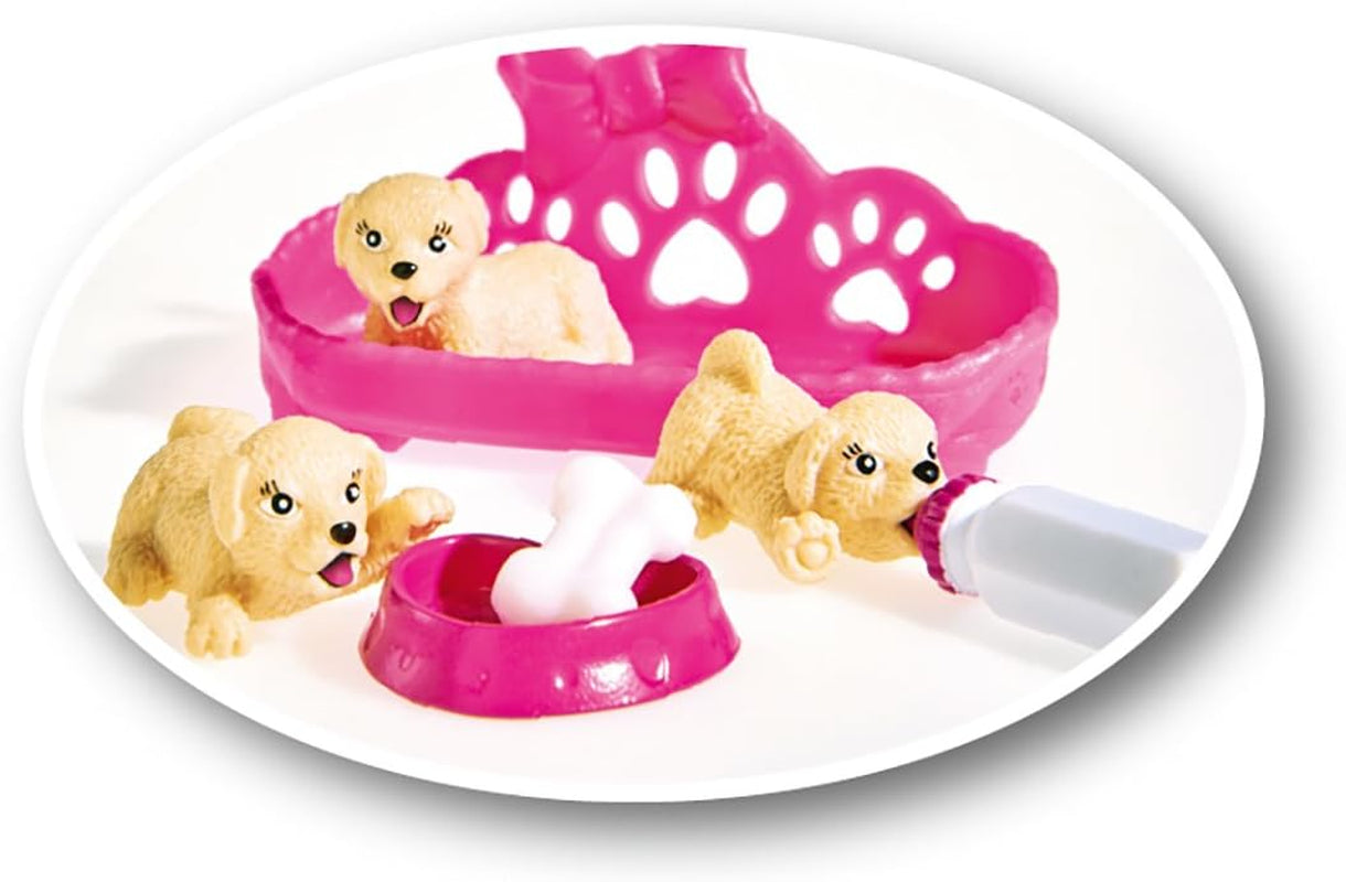 Simba 105733041 - Evi Love Puppy Love med TRE hvalpe, med hundehus og tilbehør, modedukke, 12 cm, til børn i alderen 3+