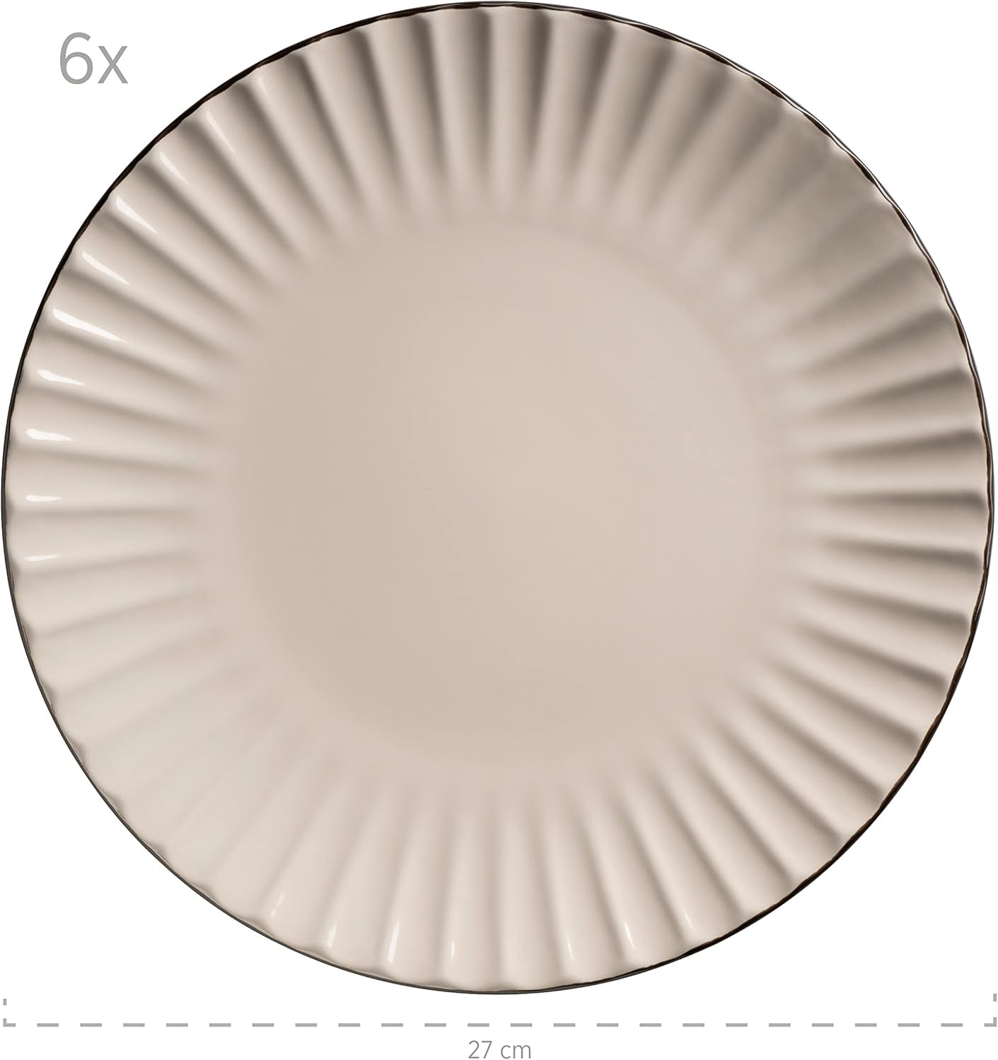 MÄSER 931967 Osita Retro Series 6-personers Wave-servicesæt, 18-delt rundt servisesæt, middagstallerkener, desserttallerkener og kornskåle, keramik, cremehvid