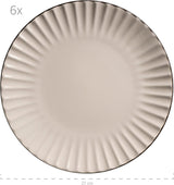 MÄSER 931967 Osita Retro Series 6-personers Wave-servicesæt, 18-delt rundt servisesæt, middagstallerkener, desserttallerkener og kornskåle, keramik, cremehvid