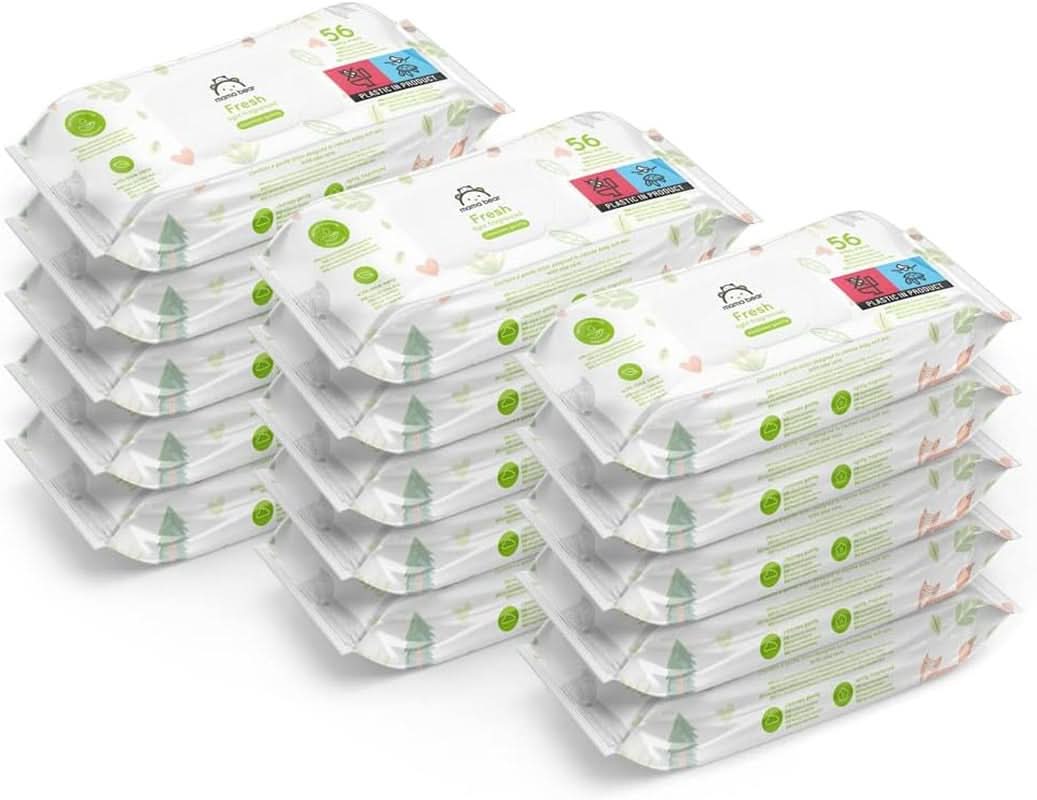 Mama Bear Naty Shop Aloe Vera friske babyservietter 56 stykker (pakke med 18)