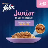 Felix As Good As It Looks Junior Vådfoder i gelé til killinger, assorteret blanding, pakke med 6 (6 x 12 poser á 85g hver)