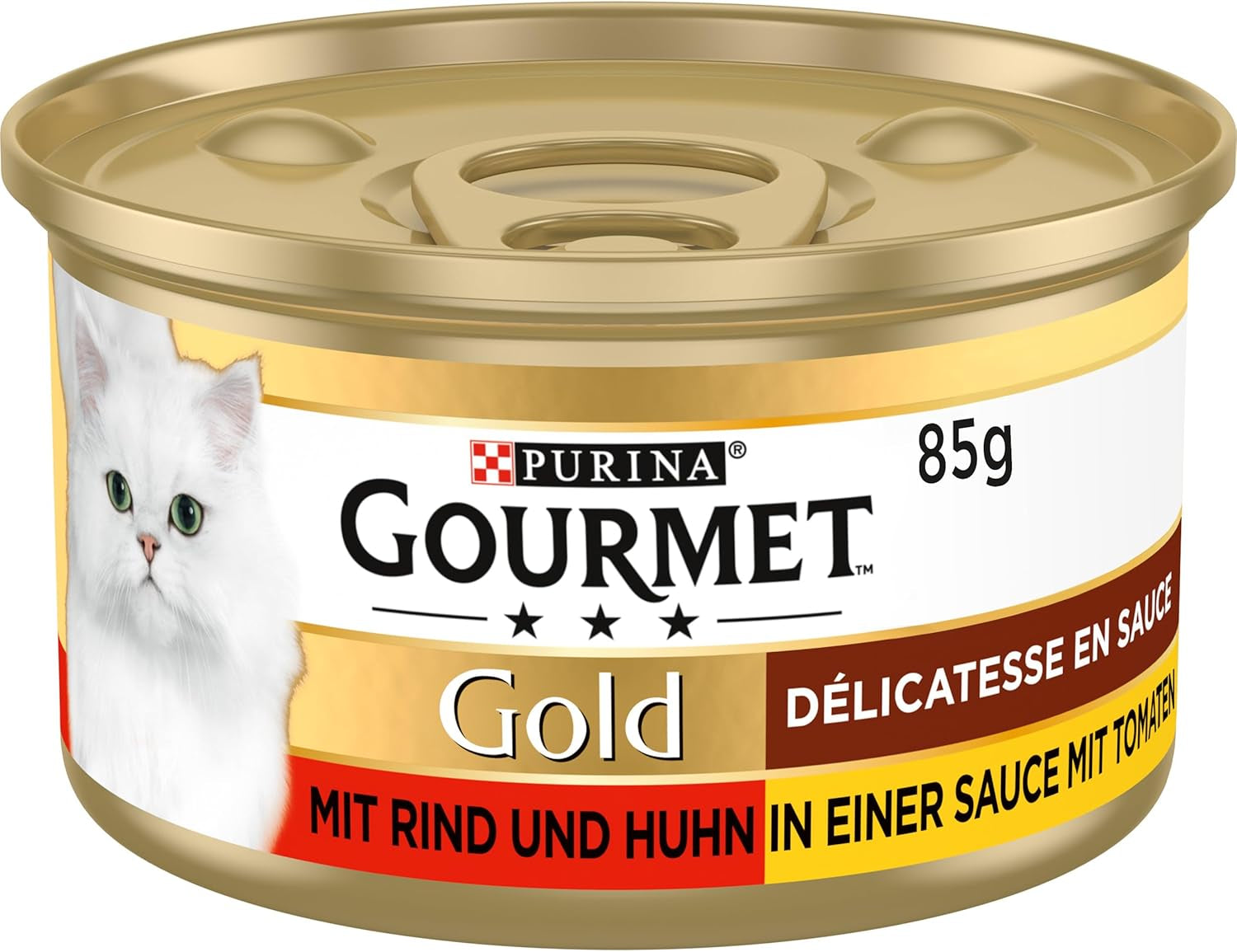 Gourmet Gold Délicatesse en Sauce Oksekød og kylling våd kattefoder, pakke med 12 (12 x 85 g)