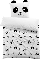 3D mikrofiber sengetøj, dyr, unisex Sengetøj - børn Naty Shop Panda med ører 135×200+80×80