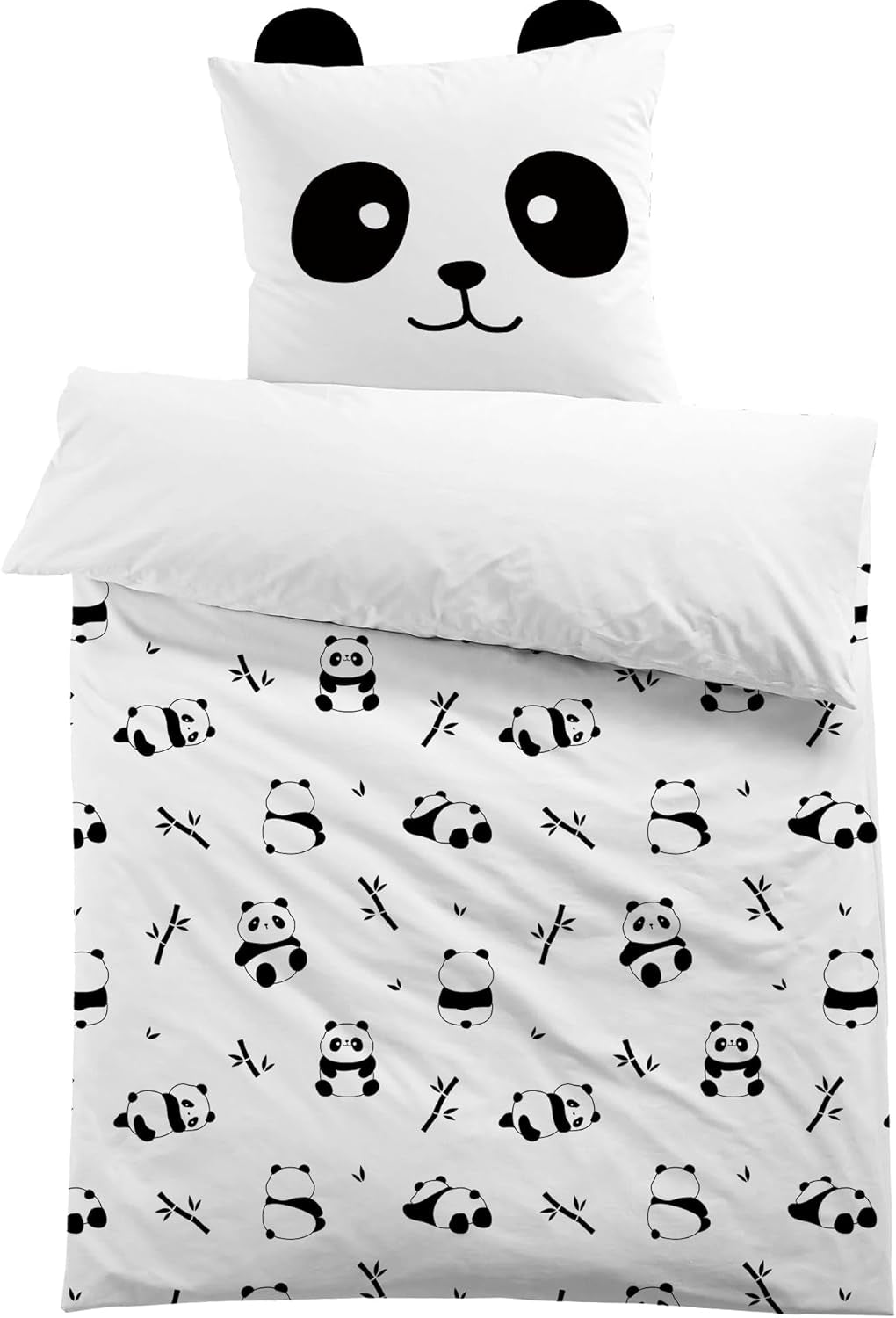 3D mikrofiber sengetøj, dyr, unisex Sengetøj - børn Naty Shop Panda med ører 135×200+80×80