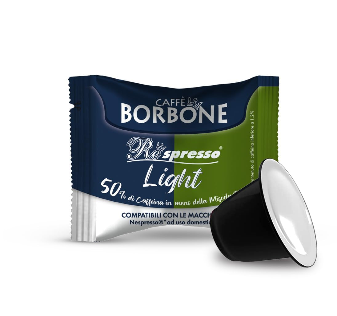Caffè Borbone Respresso, Light Coffee Mixture, 50% Weniger Kaffein as die Blue Mischung - 50 Kapseln - Kompatibel med Nespresso®* Haushalts-Espressomaschinen