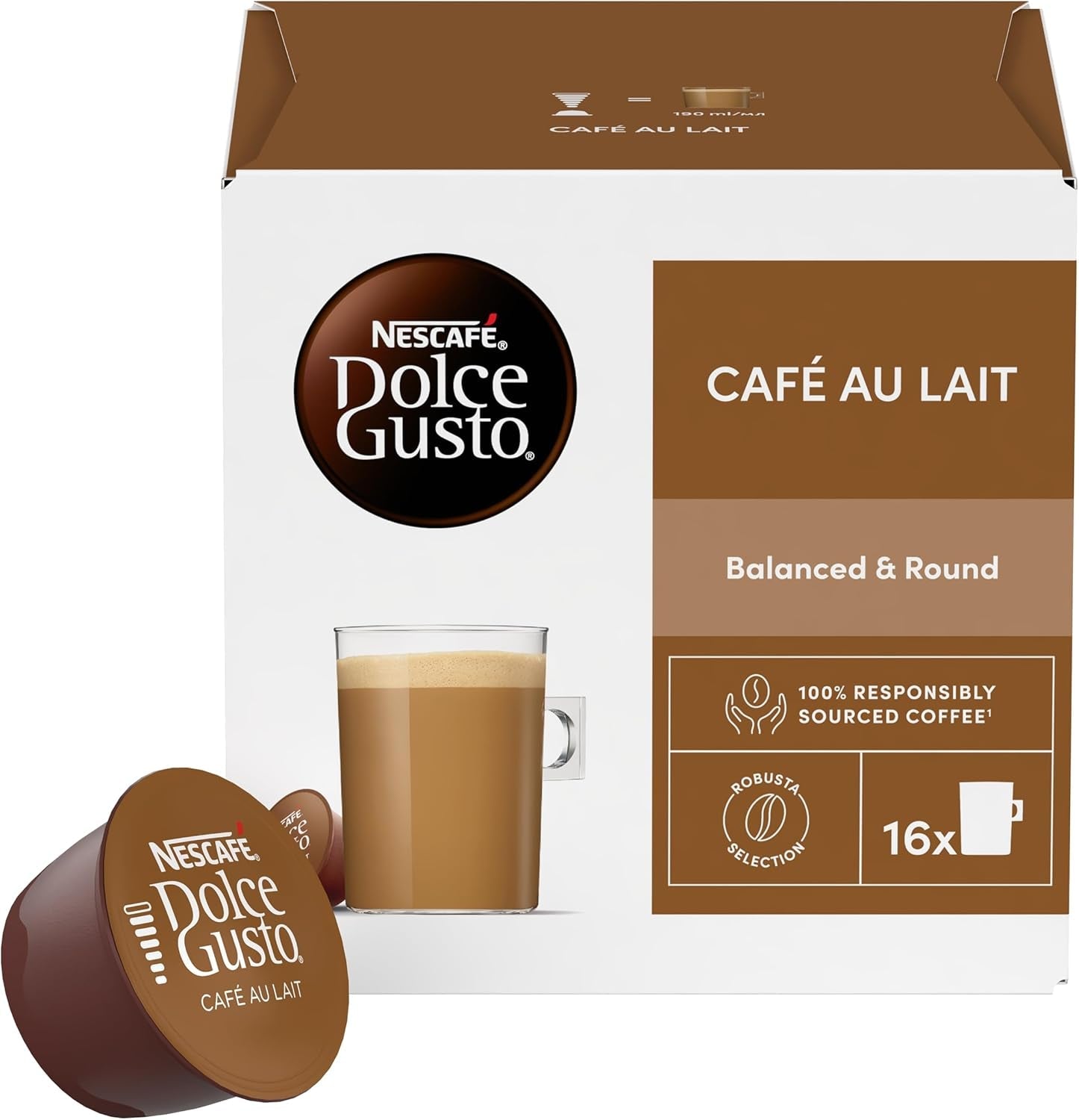 Nescafe Dolce Gusto – Dolce Gusto Café au Lait 16 KAPSULER 160 g (X6)