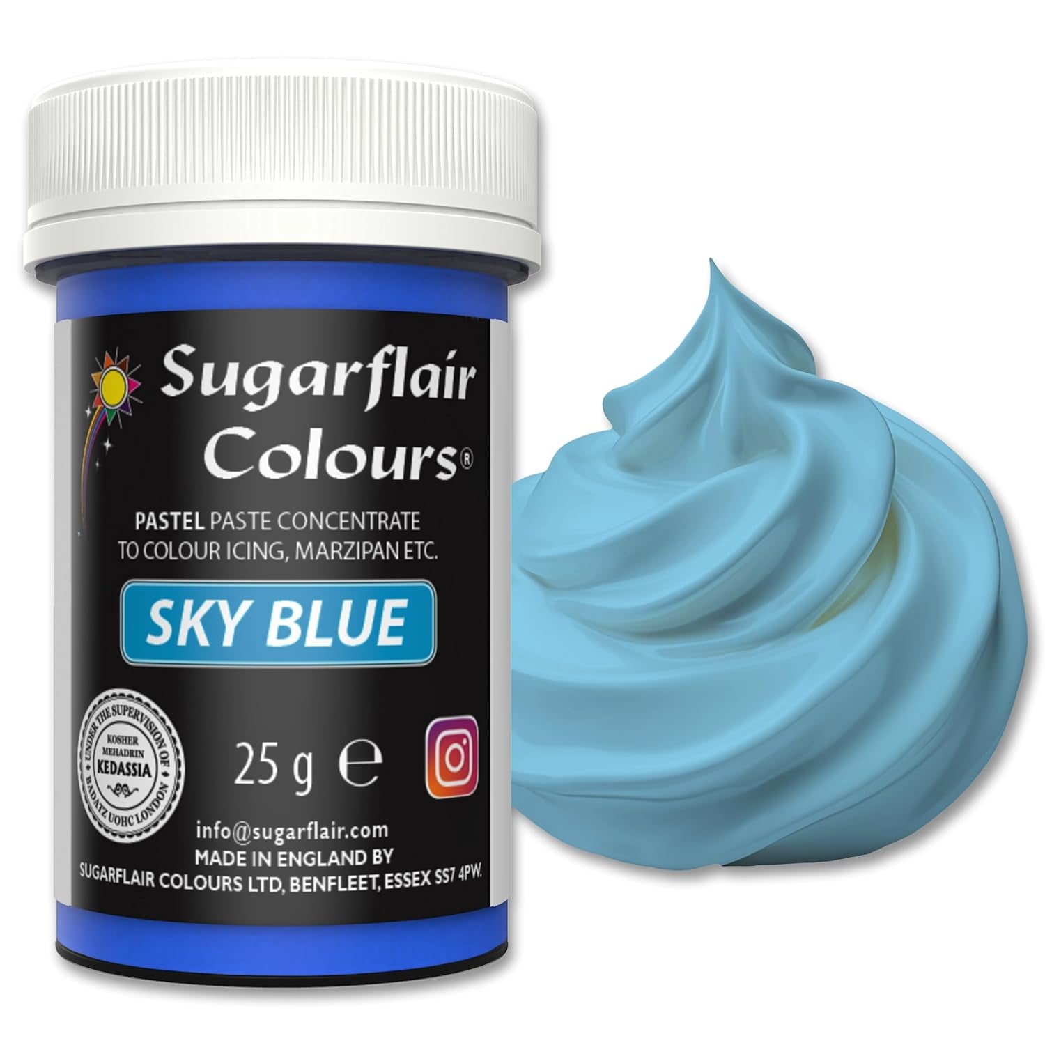 Madfarve Sugarflair Paste Pastel Himmelblå, madfarve til pasta, til fondant og marcipan, koncentrerede farver Spectral - 25 g