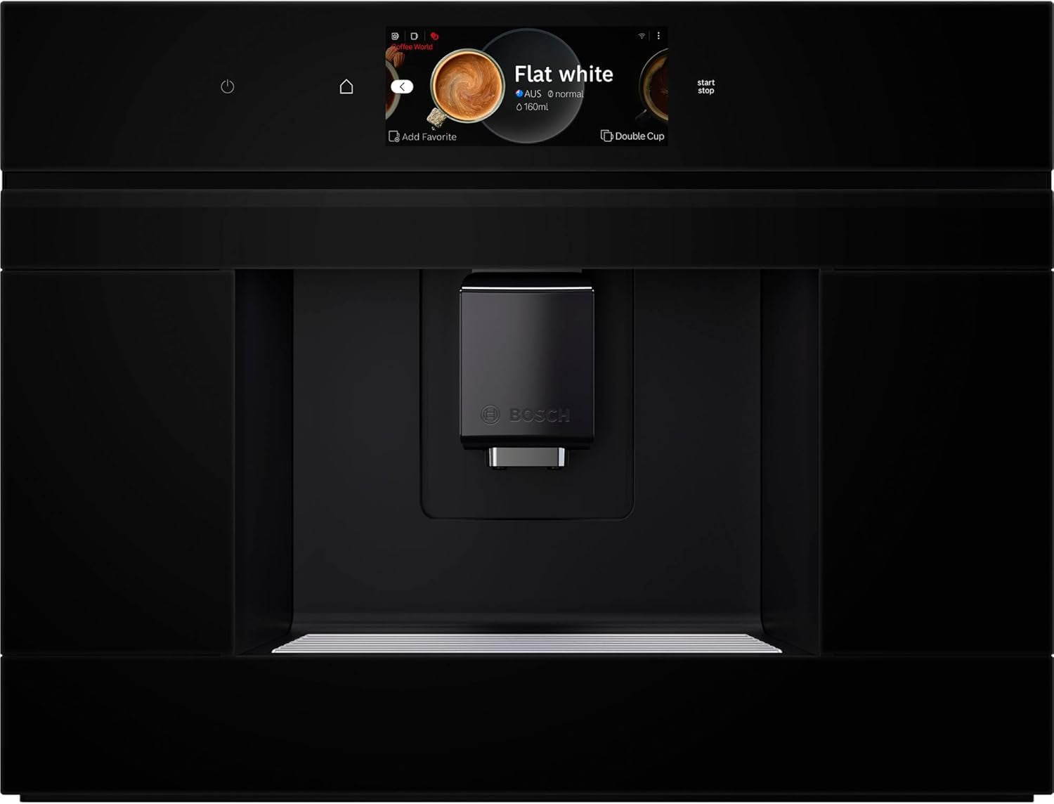 Bosch CTL7181B0, serie 8 intelligent indbygget automatisk espressomaskine, 45,5 x 59,4 cm, TFT-berøringsskærm, meget stille keramisk drivkværn, AutoMilk Clean selvrensende funktion, 2,4 l vandtank, sort