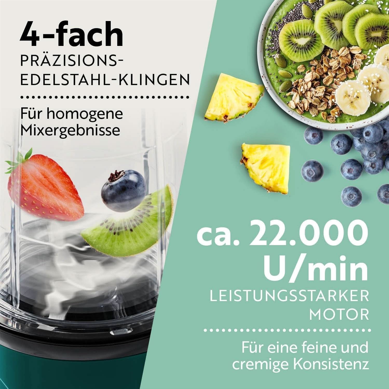Gourmetmaxx Mr Magic Blender, Smoothie Maker med Xxl Naty Shop tilbehørspakke