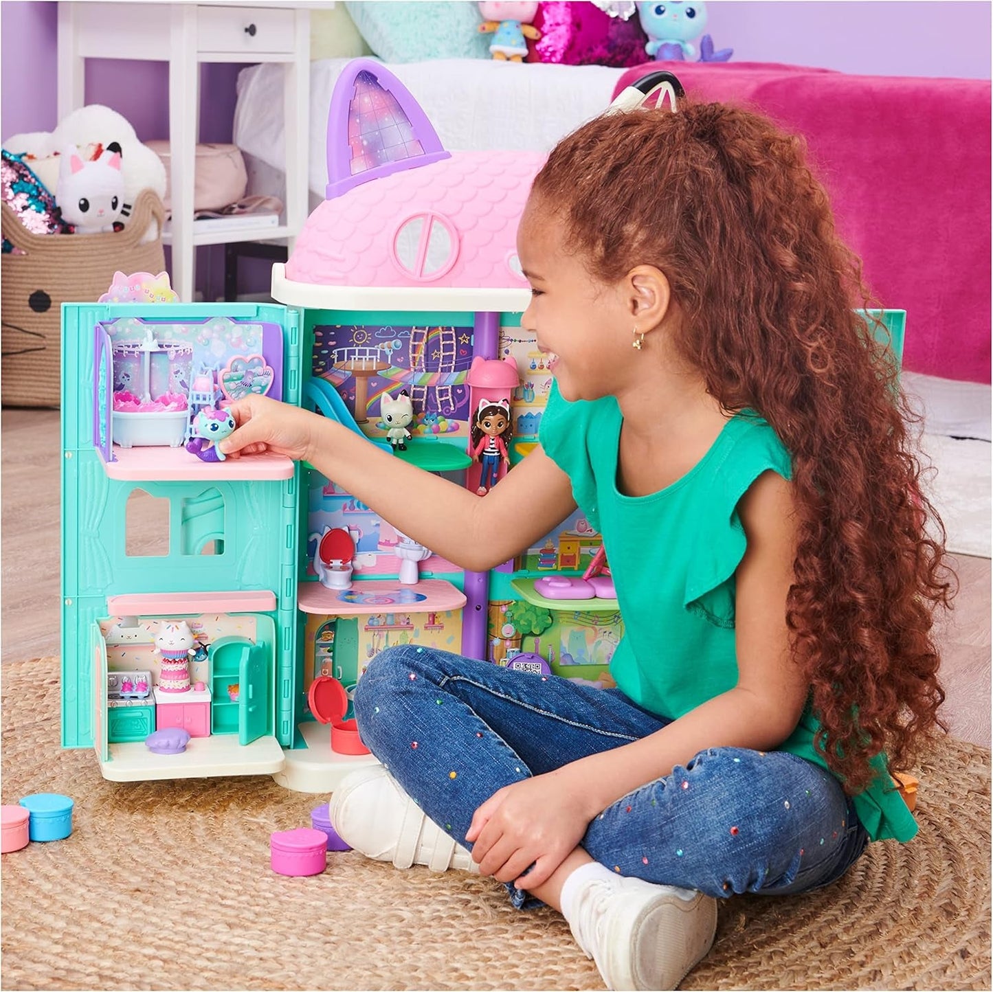 Gabby's Dollhouse Deluxe Room, Groovy Music Room og Deluxe Room, Elegant Pampering Bath, Sea Kitten Bath