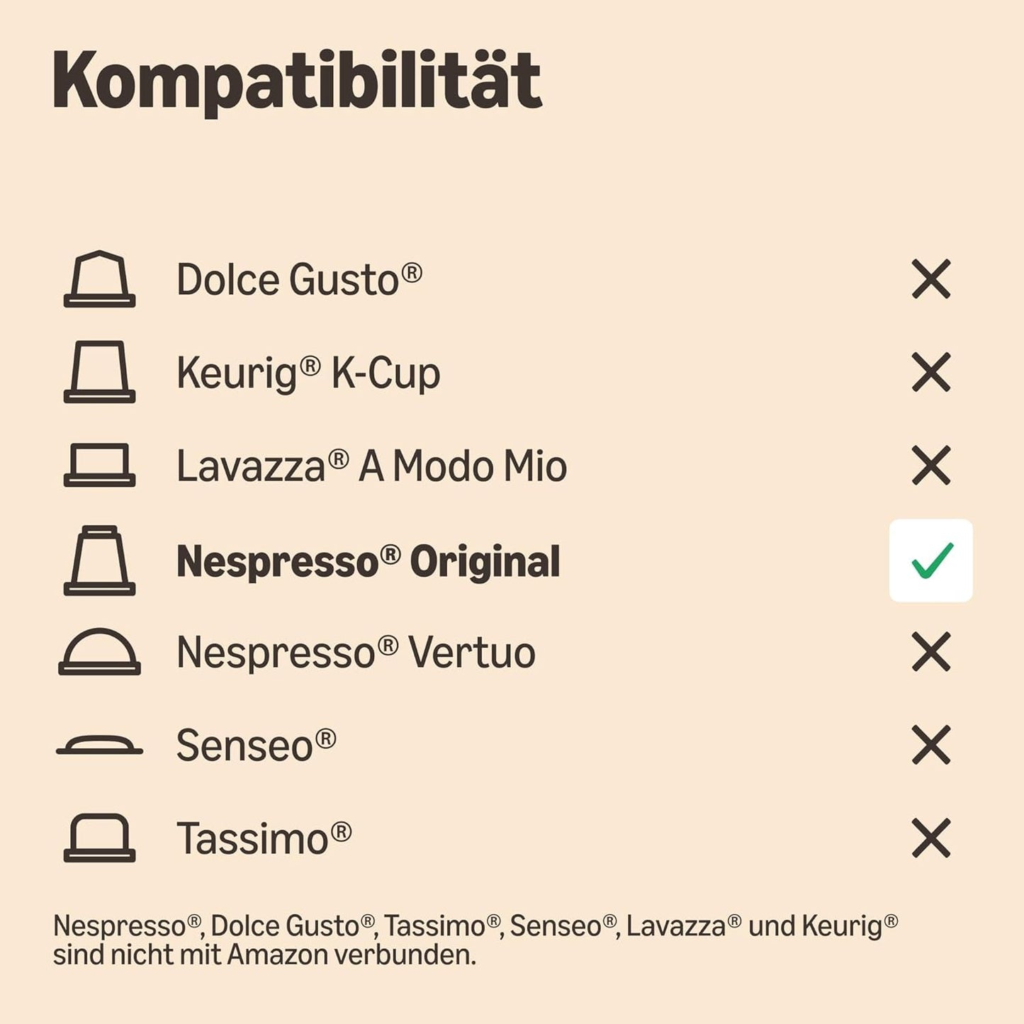 af Amazon Lungo Kaffee-Kunststoffkapseln, Nespresso-kompatibel, 20 Stück, Packung mit 1 – Rainforest Alliance-certificeret