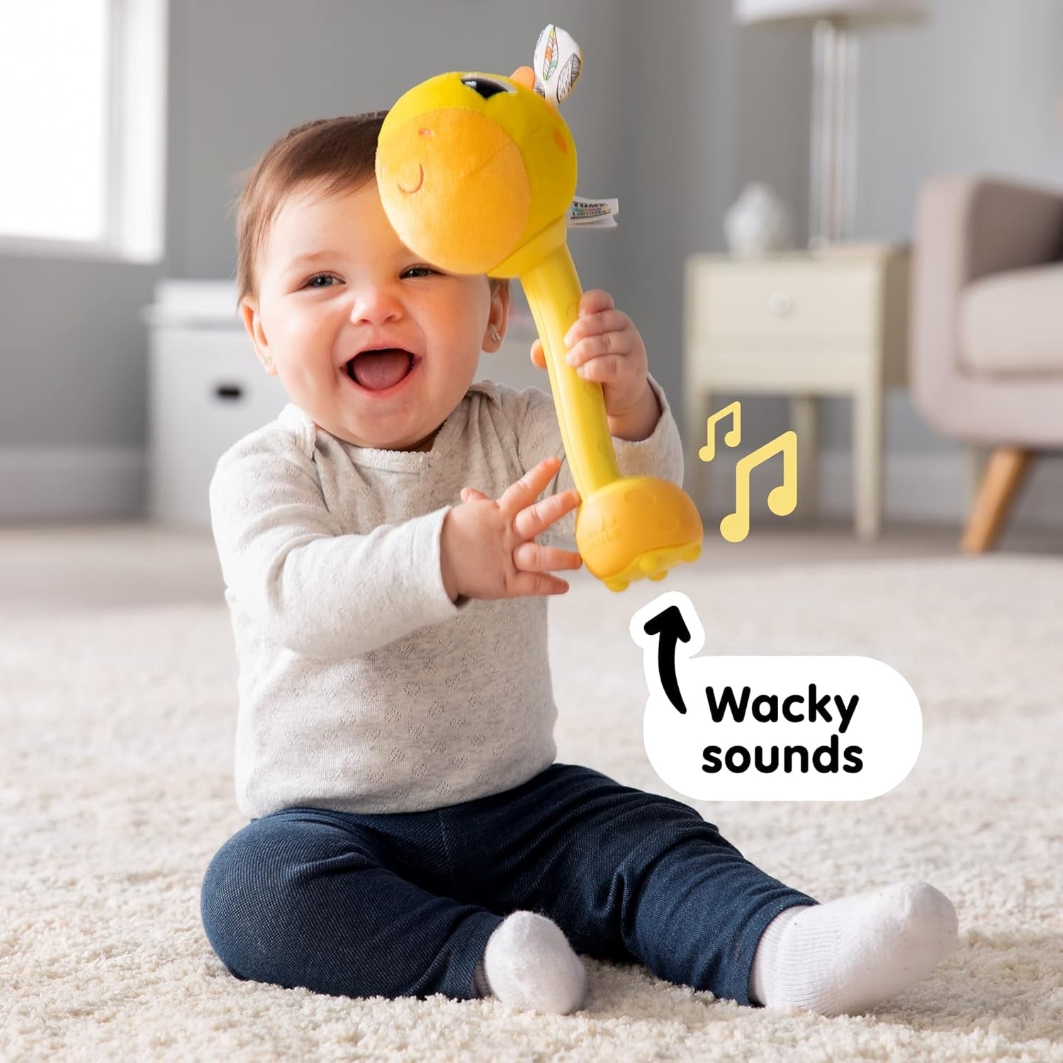 Lamaze L27471 Crazy Giraffe, nyfødt legetøj, farve babysanselegetøj, gave til nye forældre, udviklingslegetøj til drenge og piger fra 12 måneder Babylegetøj Naty Shop