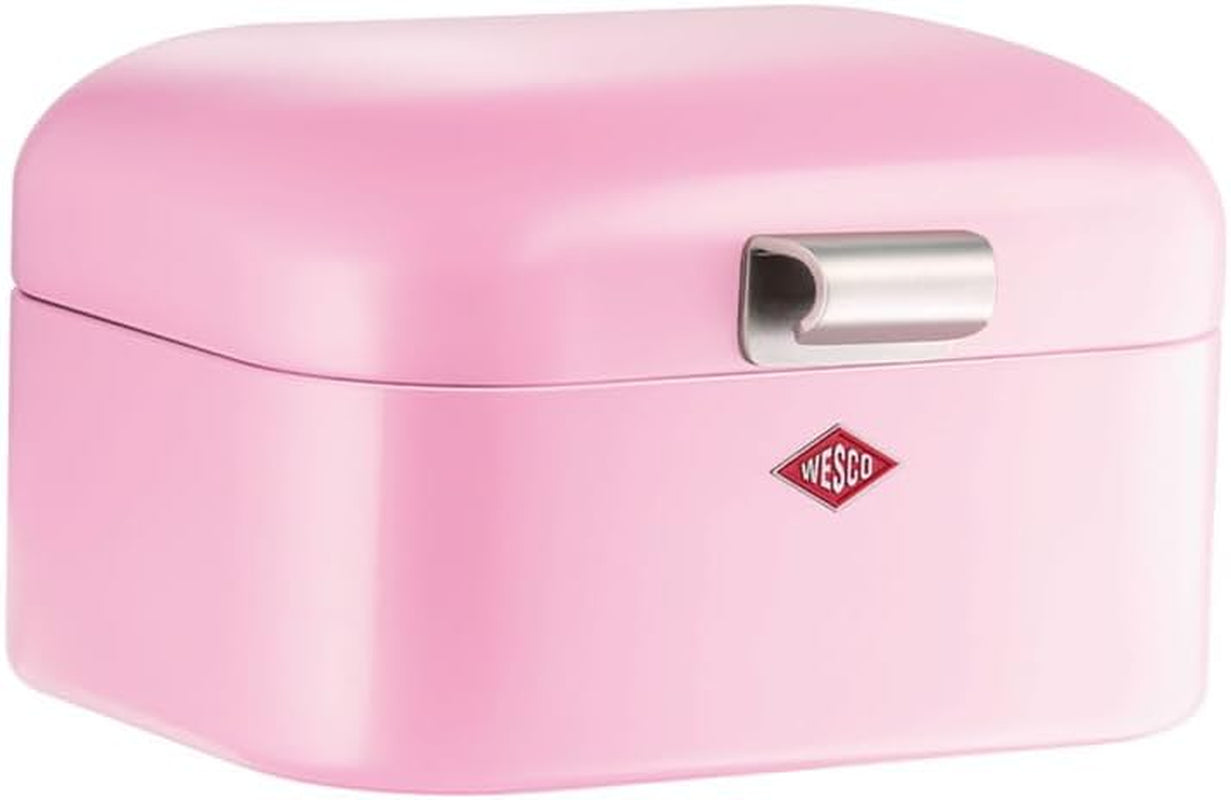 Wesco Mini Grandy brødbeholder i pink, pulverlakeret stålplade, ventilationshuller og robuste håndtag til opbevaring af madkasser Naty Shop Pink