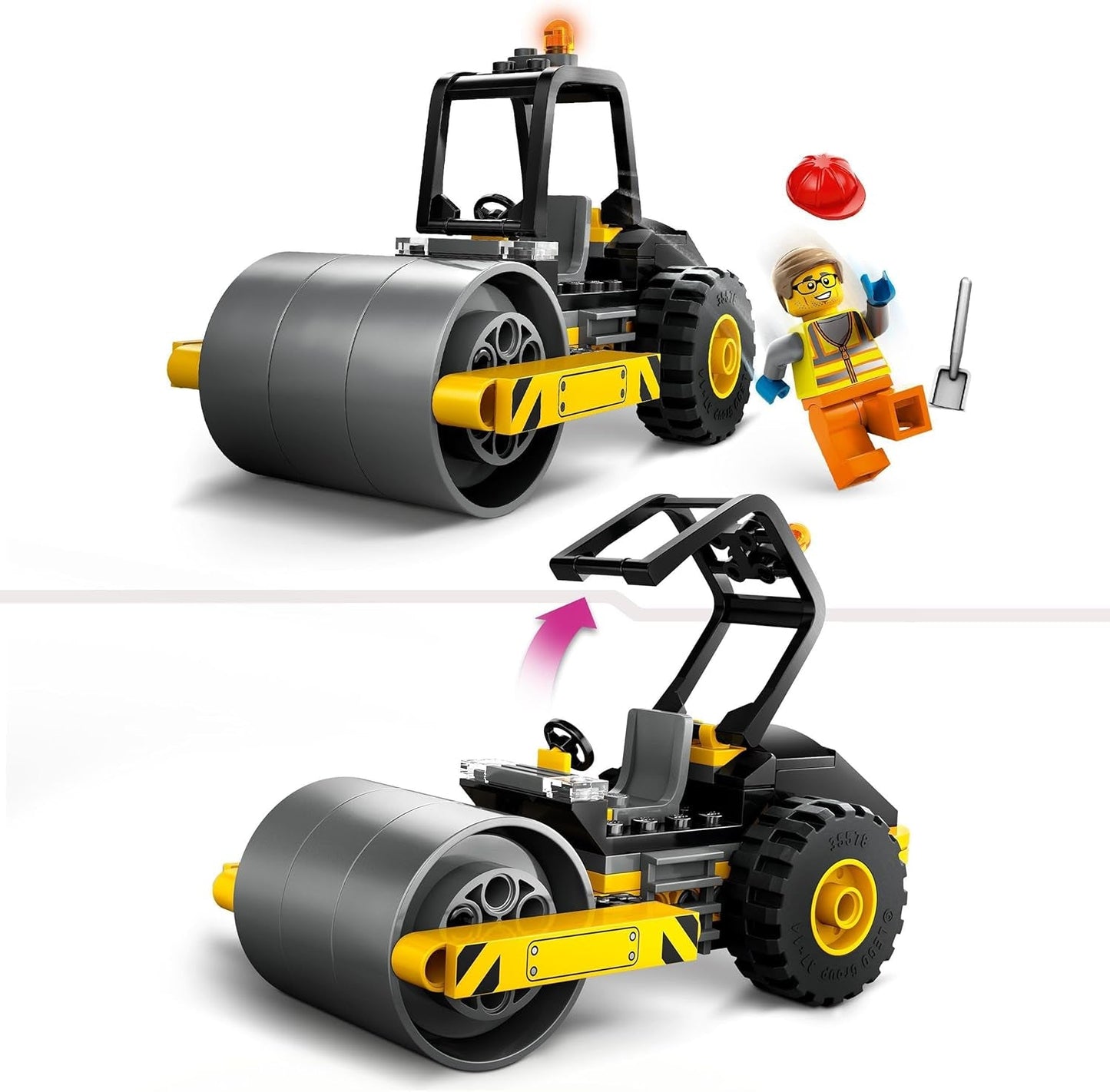LEGO City Road Roller Byggekøretøj til 5 år børn Damprullelegetøj med bygningsarbejder Minifigur Fantasifuld legeoplevelse for drenge og piger Lille sjov gave 60401 Byggesæt Besuche den LEGO-Store
