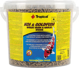 Hvedekim og hvidløgsstænger KOI&Goldfish 5L / 430g - Dammfiskefoder til daglig fodring af koi fisk i et bredt temperaturområde fra 8 til 30°C